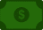 Green square icon featuring white dollar sign symbol for dental costs or pricing information.