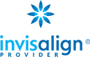 Invisalign Provider logo featuring blue starburst design and text wordmark